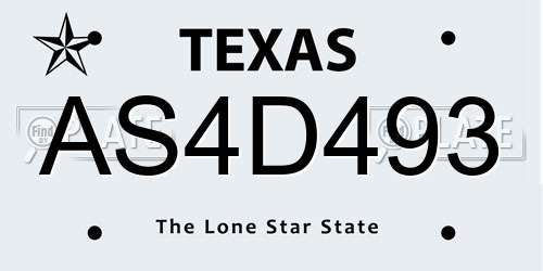 AS4D493 Texas License Plate