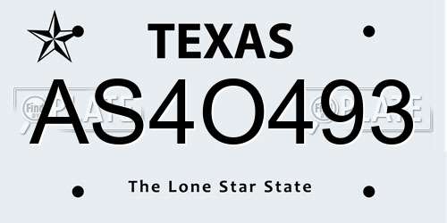 AS4O493 Texas License Plate