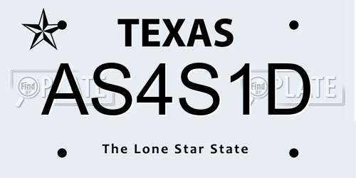 AS4S1D Texas License Plate