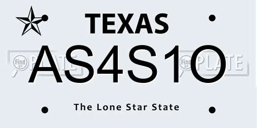 AS4S1O Texas License Plate