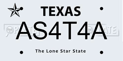 AS4T4A Texas License Plate