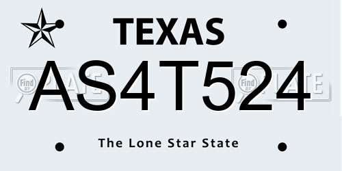 AS4T524 Texas License Plate