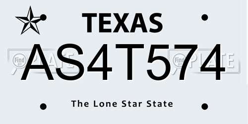 AS4T574 Texas License Plate