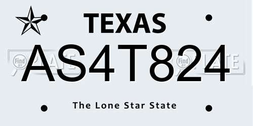 AS4T824 Texas License Plate