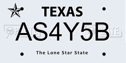 AS4Y5B Texas License Plate
