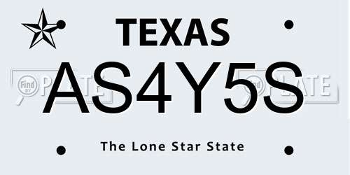 AS4Y5S Texas License Plate