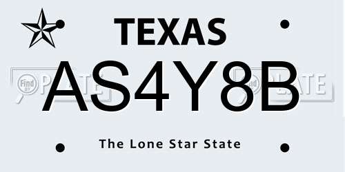 AS4Y8B Texas License Plate