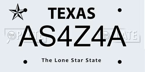 AS4Z4A Texas License Plate