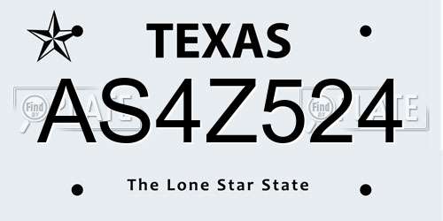 AS4Z524 Texas License Plate
