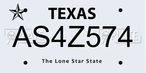 AS4Z574 Texas License Plate