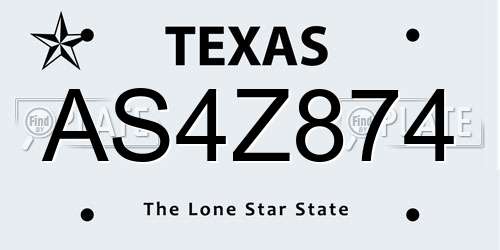 AS4Z874 Texas License Plate