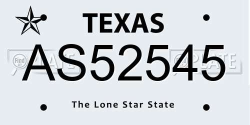 AS52545 Texas License Plate