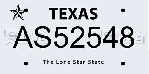 AS52548 Texas License Plate