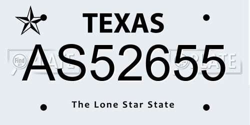 AS52655 Texas License Plate