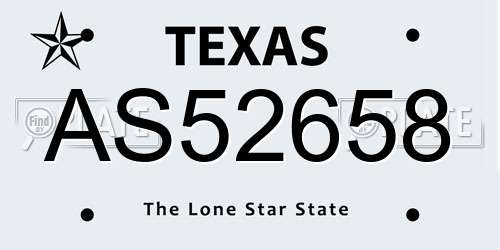 AS52658 Texas License Plate