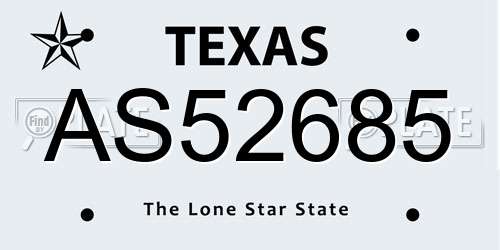 AS52685 Texas License Plate