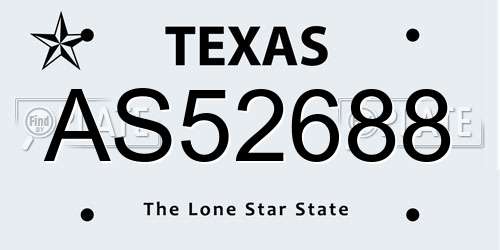 AS52688 Texas License Plate