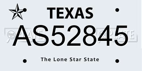AS52845 Texas License Plate
