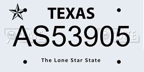 AS53905 Texas License Plate
