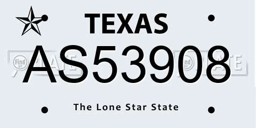 AS53908 Texas License Plate