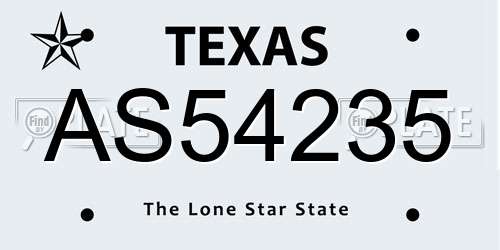 AS54235 Texas License Plate