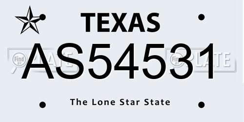 AS54531 Texas License Plate