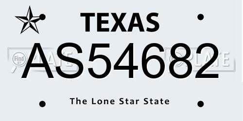 AS54682 Texas License Plate