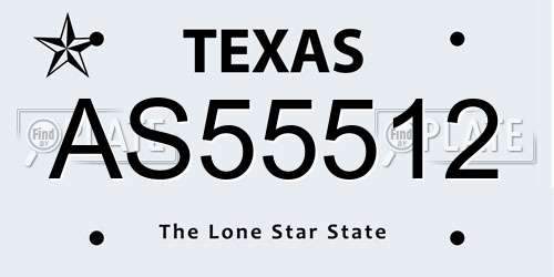 AS55512 Texas License Plate