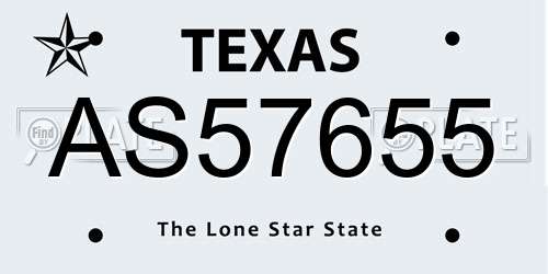 AS57655 Texas License Plate