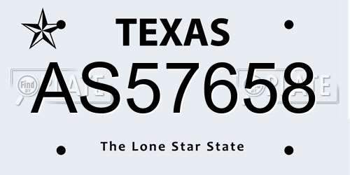AS57658 Texas License Plate