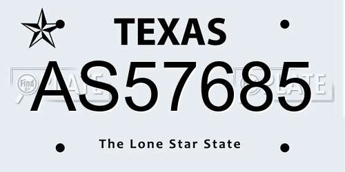 AS57685 Texas License Plate