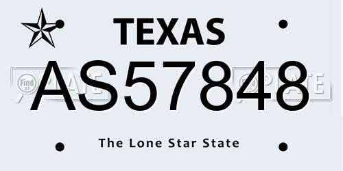 AS57848 Texas License Plate
