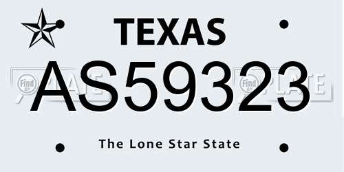 AS59323 Texas License Plate