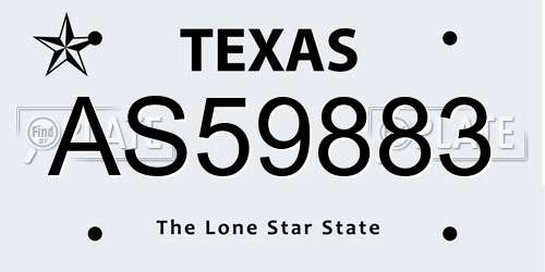 AS59883 Texas License Plate