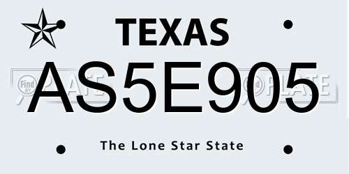 AS5E905 Texas License Plate