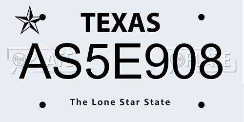 AS5E908 Texas License Plate