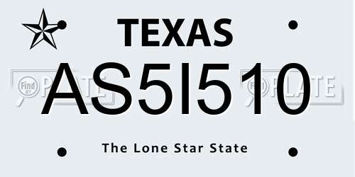 AS5I510 Texas License Plate