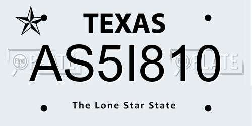 AS5I810 Texas License Plate