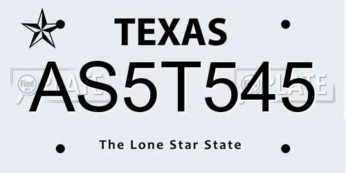 AS5T545 Texas License Plate