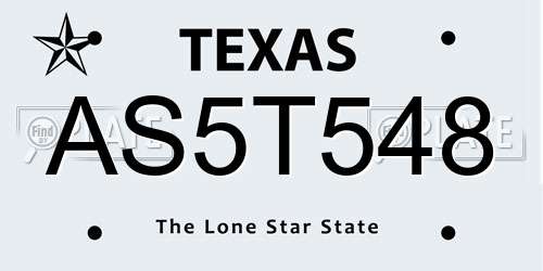 AS5T548 Texas License Plate