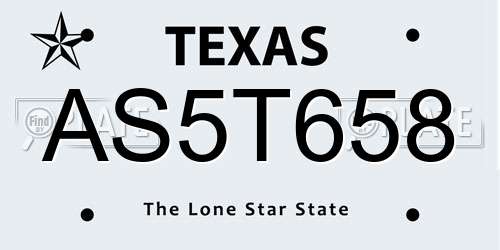 AS5T658 Texas License Plate