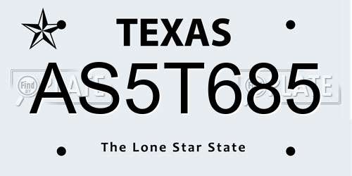 AS5T685 Texas License Plate