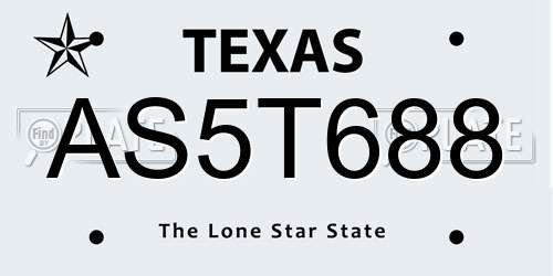 AS5T688 Texas License Plate