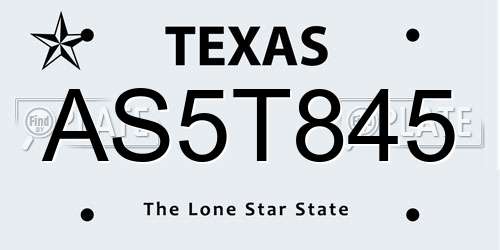 AS5T845 Texas License Plate