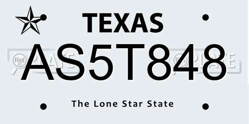 AS5T848 Texas License Plate