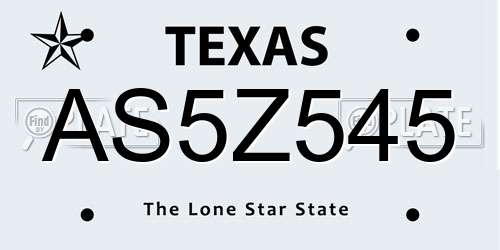 AS5Z545 Texas License Plate