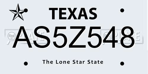 AS5Z548 Texas License Plate