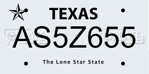AS5Z655 Texas License Plate