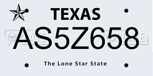 AS5Z658 Texas License Plate
