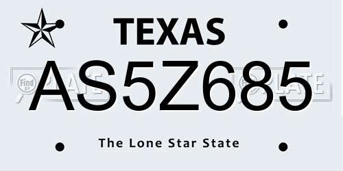 AS5Z685 Texas License Plate